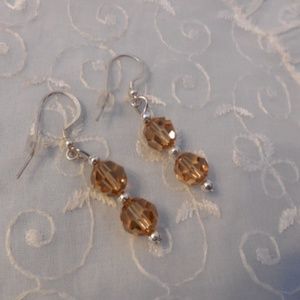 NEW!  Champagne Crystal Beaded Pierced Earrings